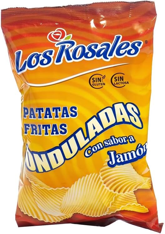 Los Rosales Patatas Fritas Onduladas Sabor Jamón (15 x 70g) – Sin Gluten ni Lactosa | Snacks y Aperitivos: imagen 2