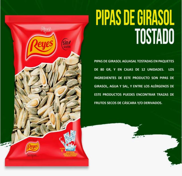 Caja Pipas Reyes Girasol Aguasal 80g - Pack 12 uds: imagen 2